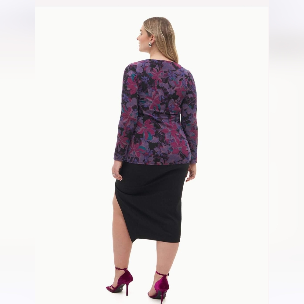 Women's Plus Size Long-Sleeve V-Neck Knit Top 2X - Addition Elle - Picture 3 of 6
